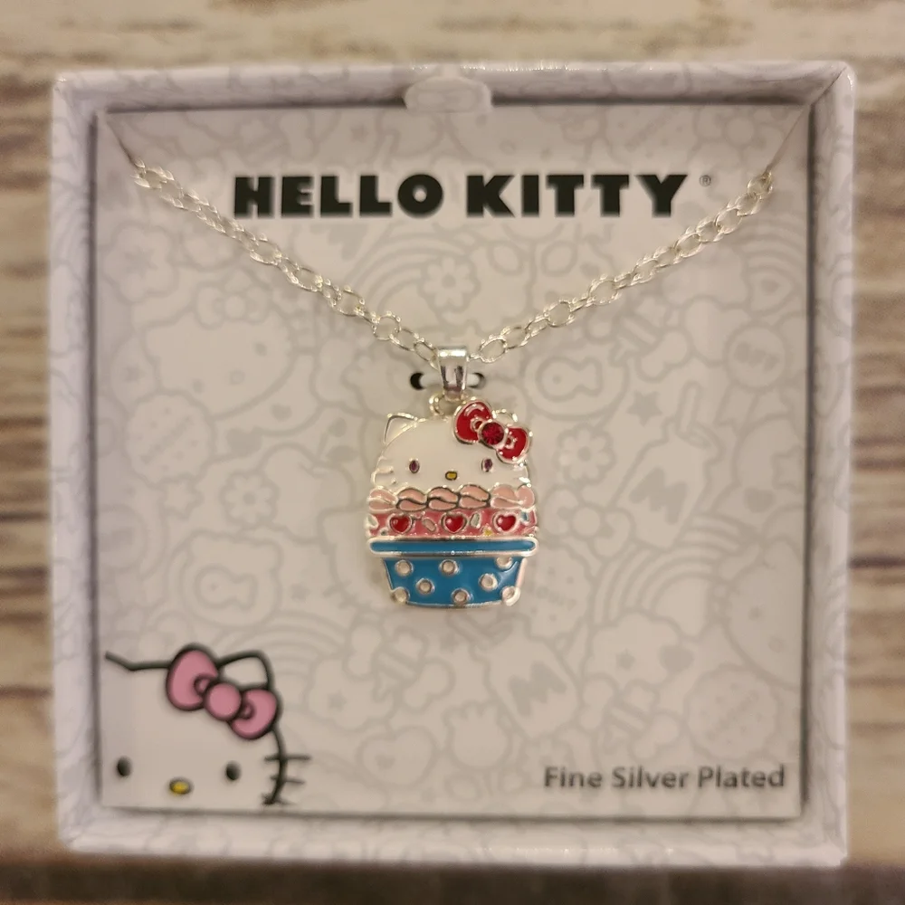 Hello Kitty Cupcake Silver Plated Necklace